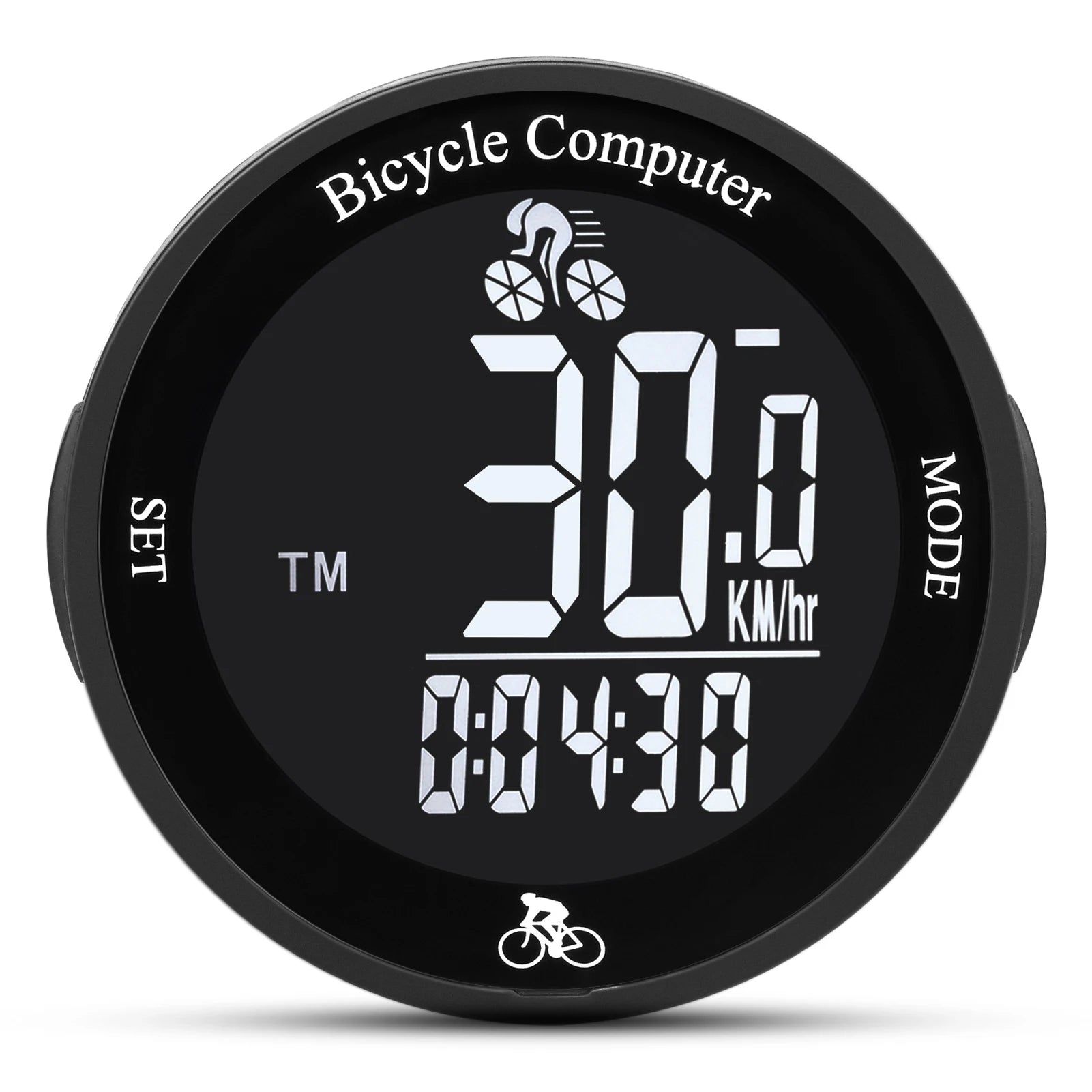 Wireless Bike Computer &ndash; Waterproof Backlit LCD Speedometer Black background
