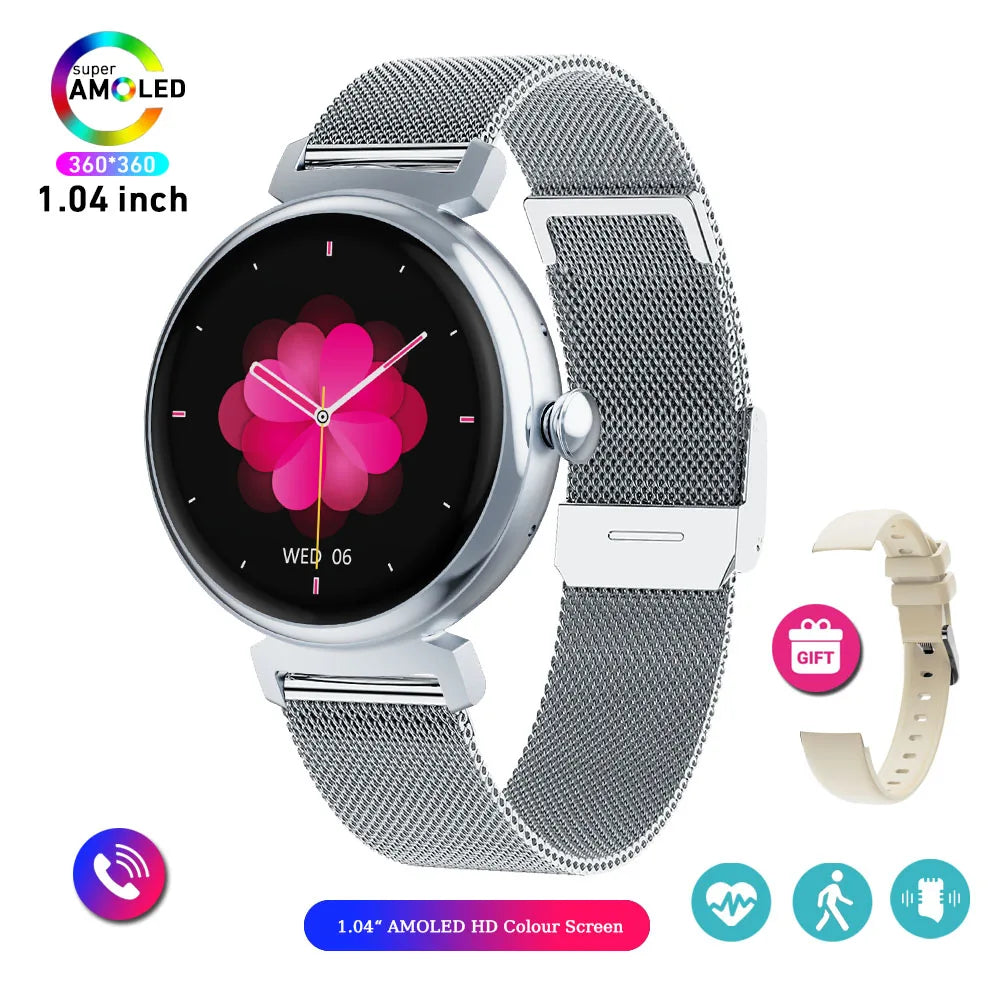 1.04 Inch AMOLED Screen Fashion Ladies Smart Watch &ndash; Always On Display silver net