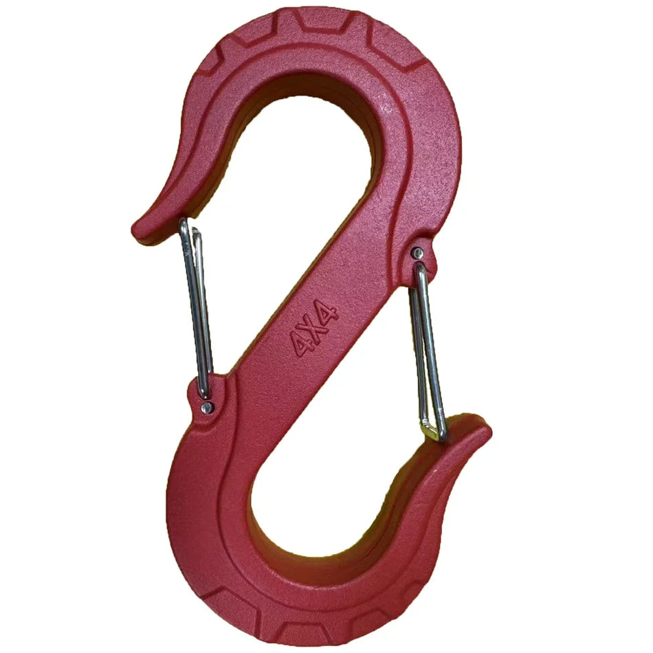 Gancio di salvataggio rapido a forma di S rossa per traino off-road e kit gancio per verricello