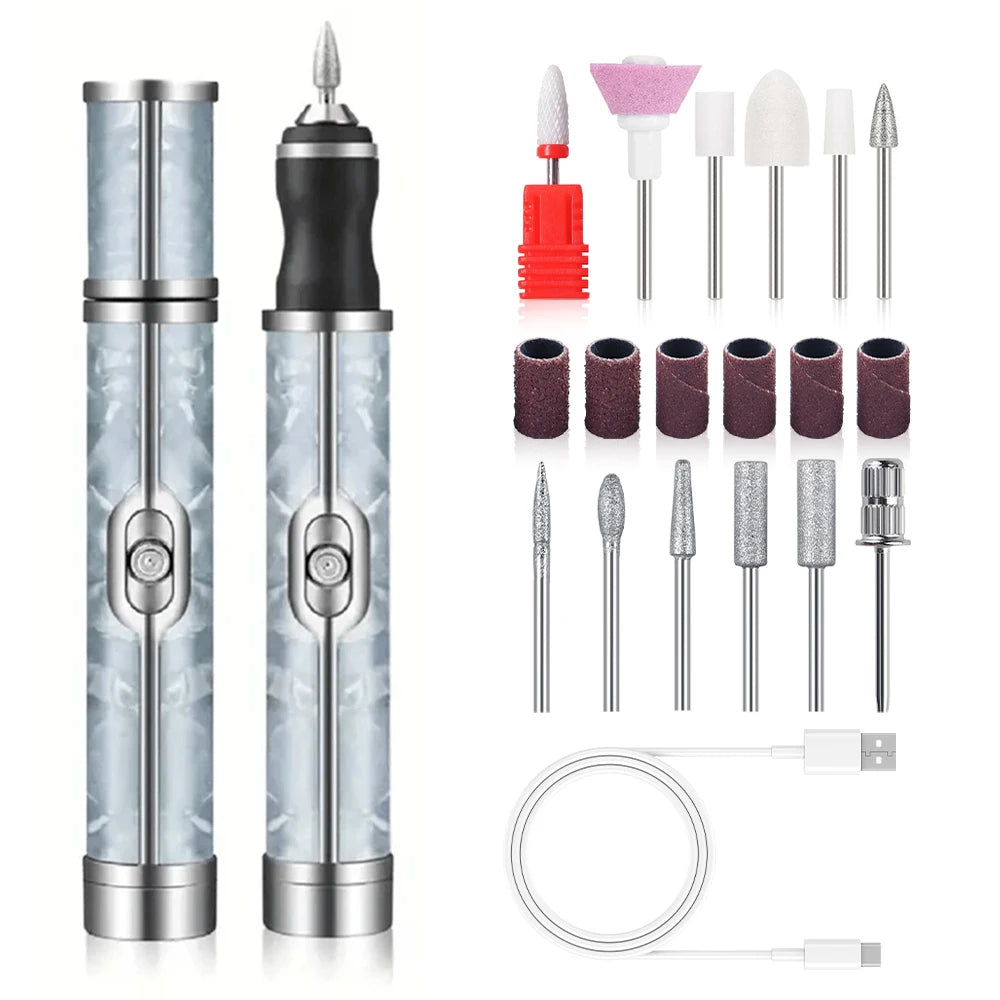 YIKOOLIN Nail Grinders &ndash; Rechargeable USB Mini Drill Set-2-Blue