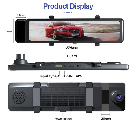 Acceo Car DVR 3K Rear View Mirror - 2.5K Dual Lens GPS
