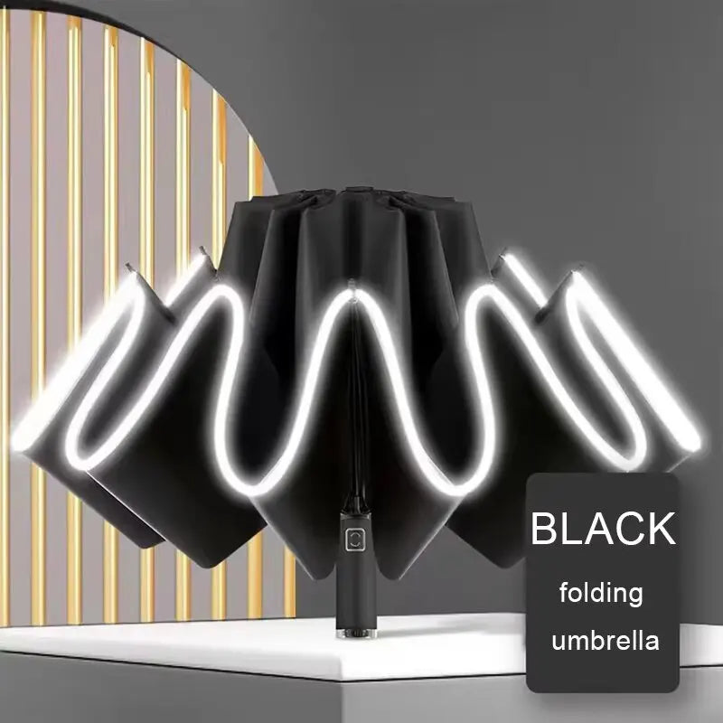 Inverted Umbrella &ndash; Large Windproof Reverse Teflon Coat Black / 10K / full-fiber