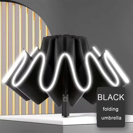 Inverted Umbrella &ndash; Large Windproof Reverse Teflon Coat Black / 10K / full-fiber