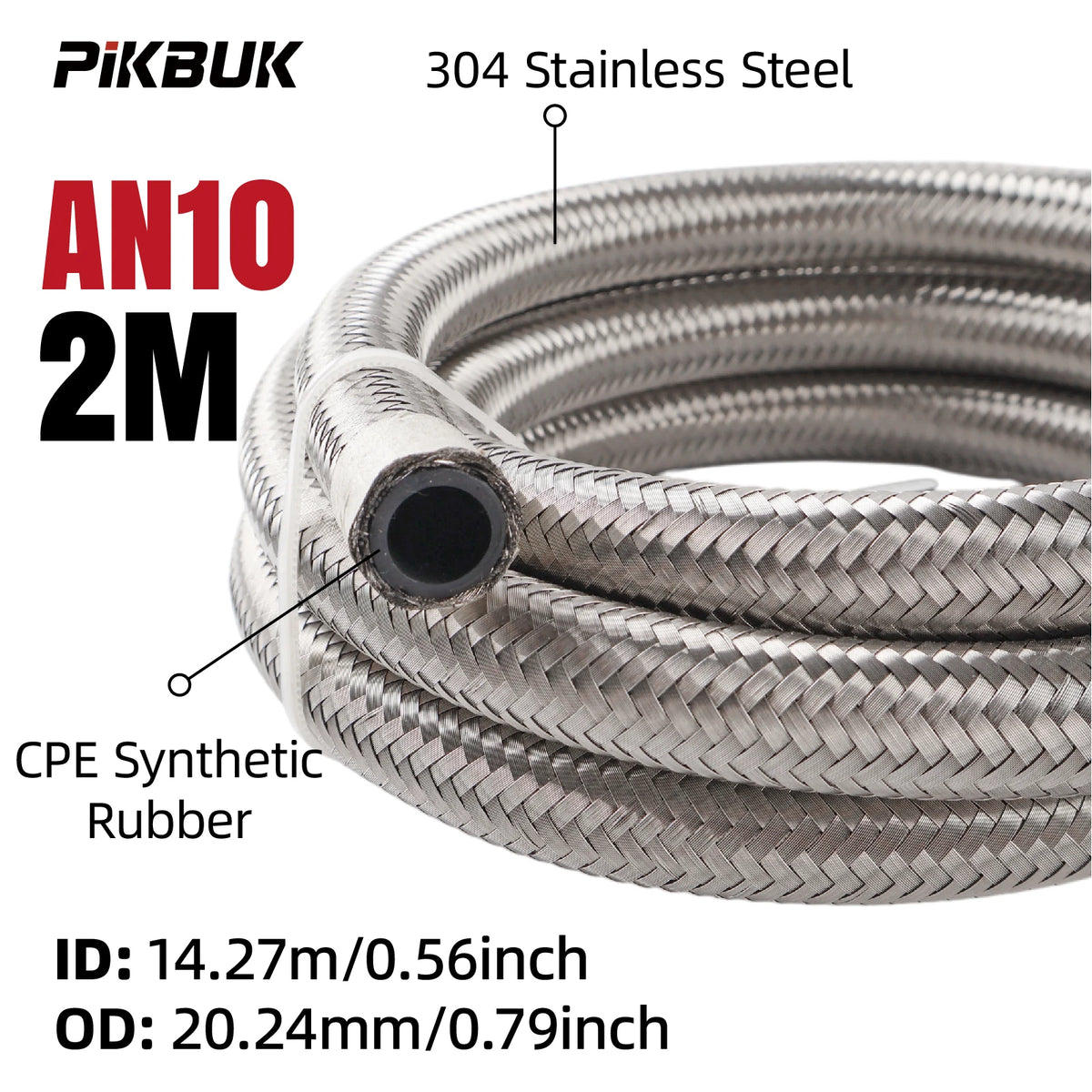 Stainless Steel Braided Fuel Hose With CPE Rubber Core AN4 AN6 AN8 by InterCyprus Trading Ltd
