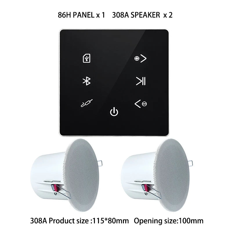 YINLEENCL Mini Touch Smart Bluetooth Wall Amplifier with Remote Control black amp whit 2spk