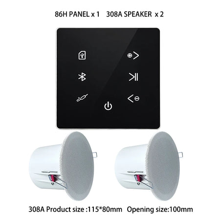 YINLEENCL Mini Touch Smart Bluetooth Wall Amplifier with Remote Control black amp whit 2spk