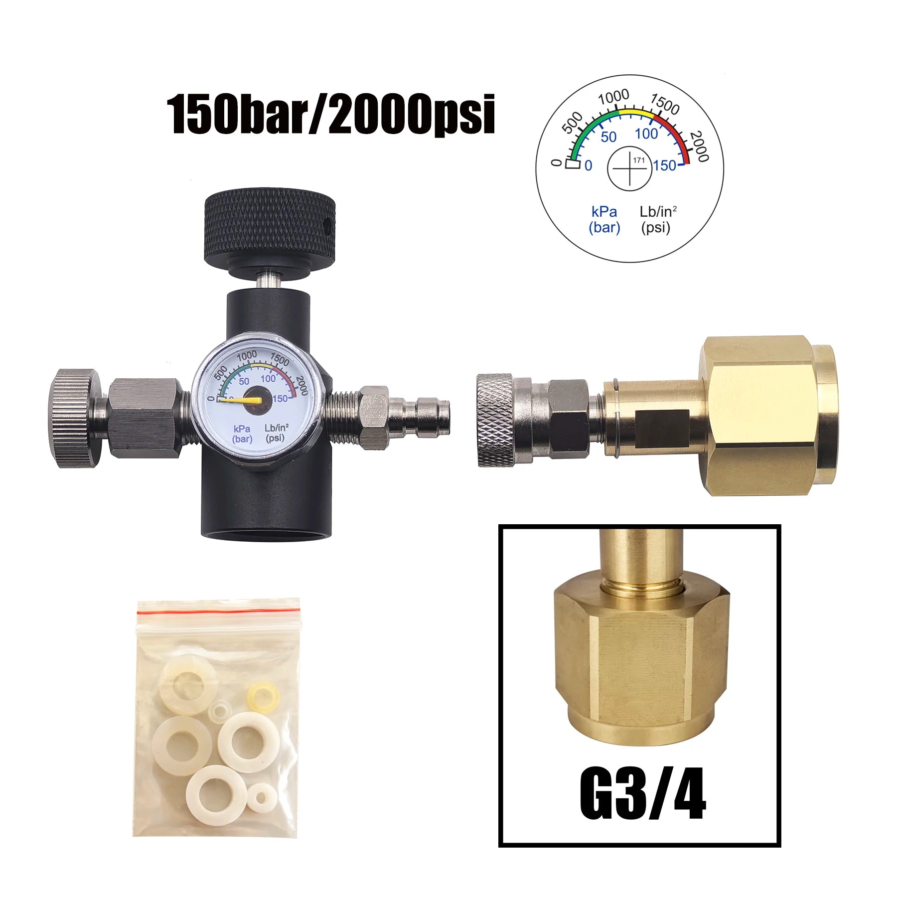 TR21-4 CO2 Refill Adapter &ndash; High Pressure Gauge System G3-4 2Kpsi 150bar