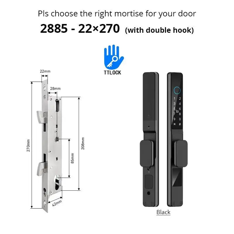 Waterproof Smart Lock with TTLock App black2885hook-Short