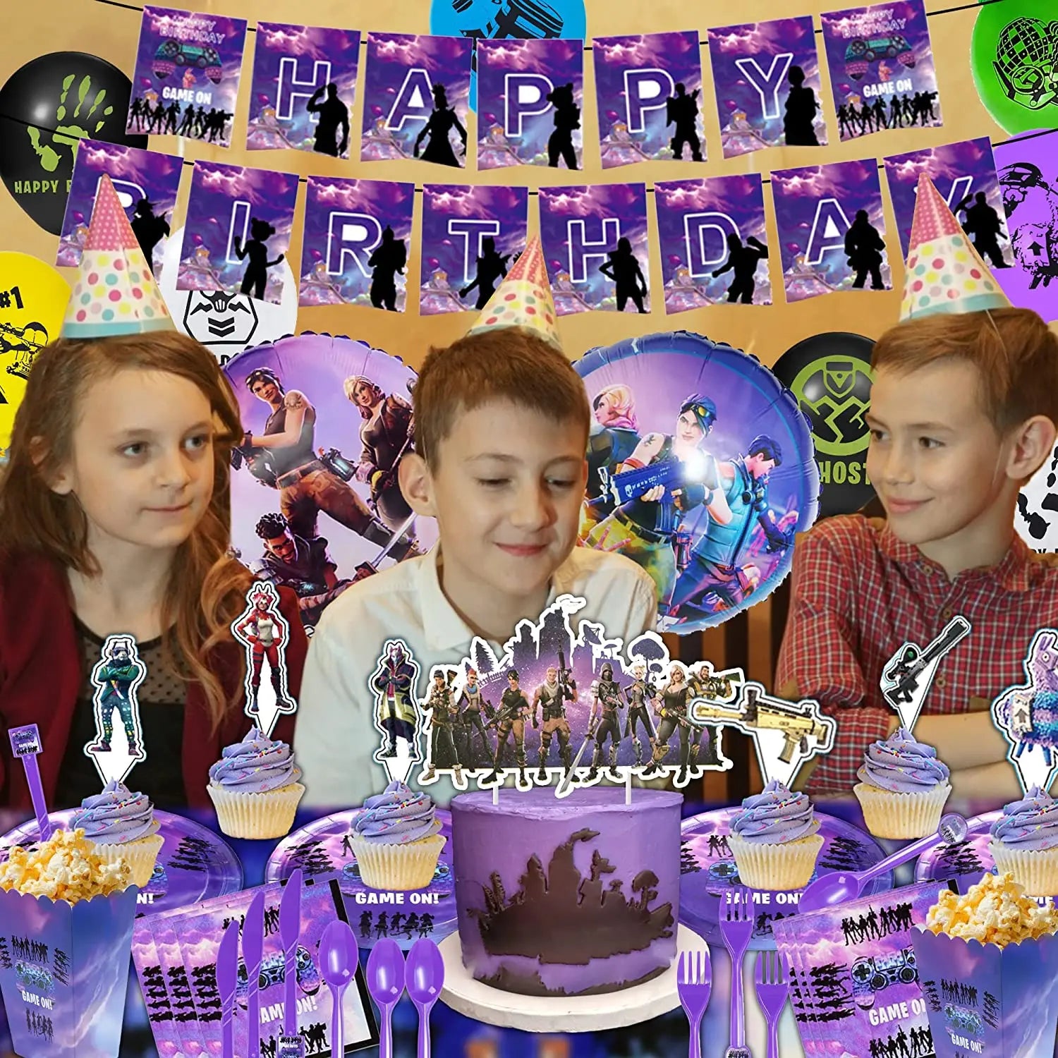 Fortnition Themed Birthday Party Supplies - Cartoon Alpaca &amp; Llama Decorations