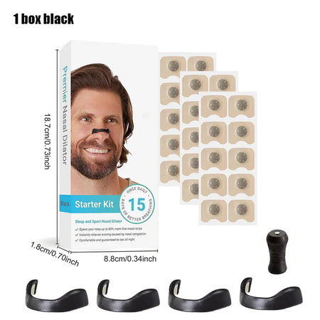 Skin Safe Nasal Strips Starter Kit &ndash; Reduce Snoring 1 set black-15day