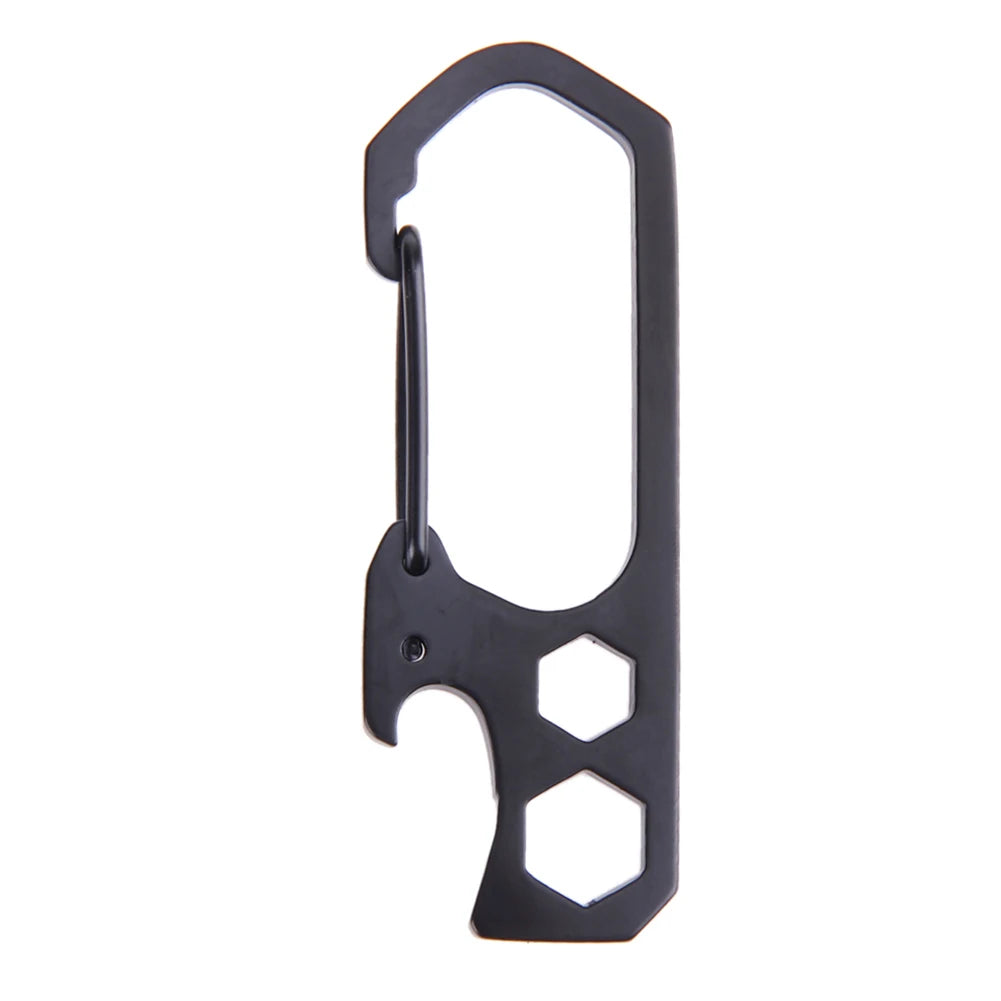 Carabiner Keychain Hook Outdoor Stainless Steel Carabiner Cap Lifter Hex Driver Bottle Opener Keychain Ring Climbing Accessorie Silver 1 / CN (Origin)