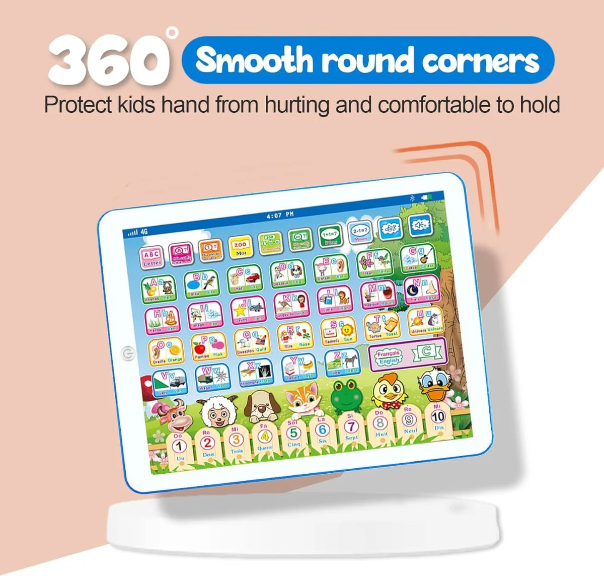 Bilingual French-English Educational Learning Tablet | Interactive Kids' Toy for Alphabets, Numbers, and Spelling