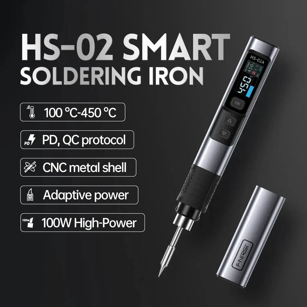 HS-02 24V DC Soldering Iron 100W Adjustable 100 to 450C