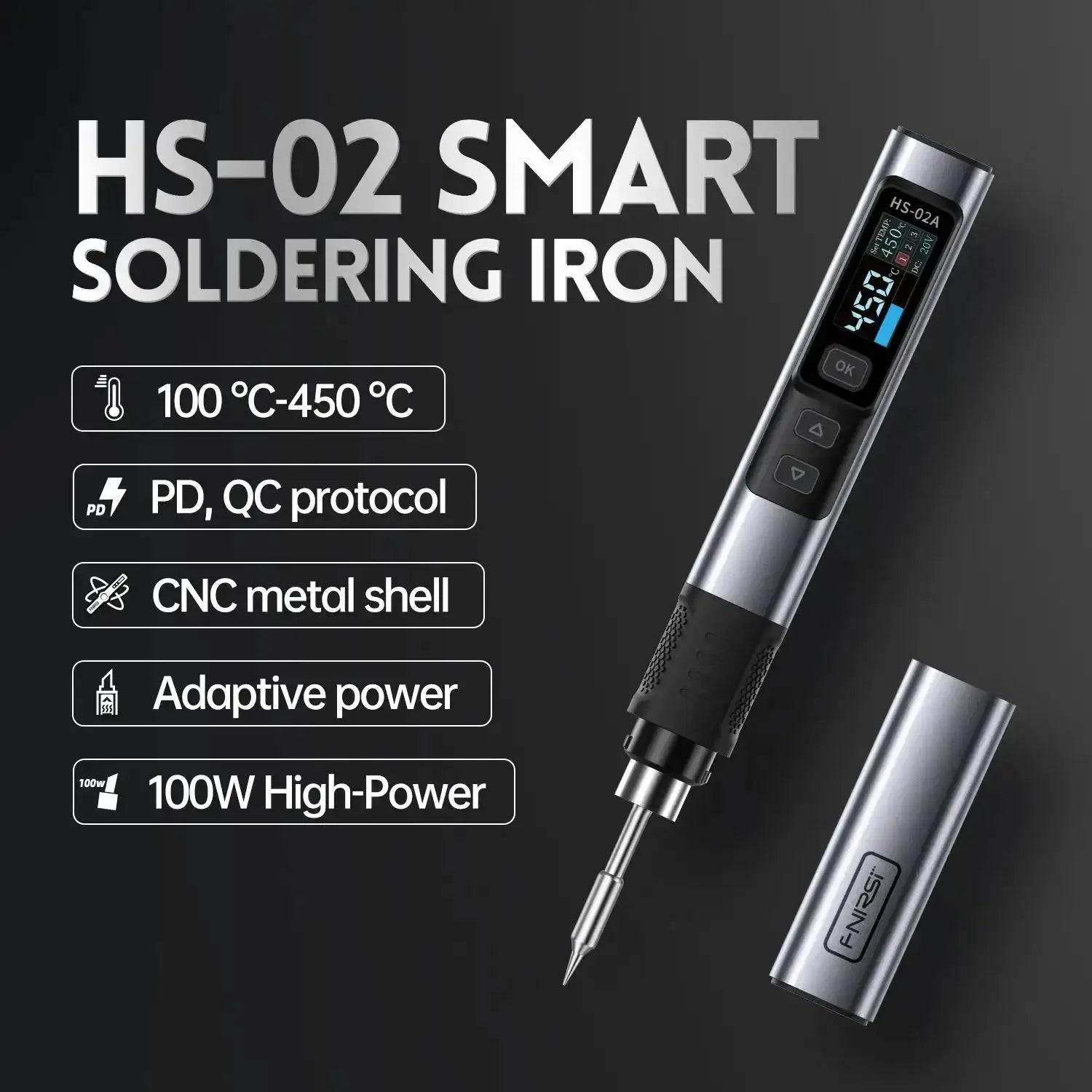 Reworking Files HS-02 Soldering Iron 24V DC 100-450℃ Adjustable Temperature 100W PD for ...