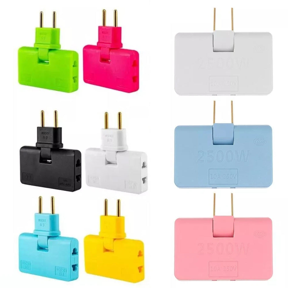 Adattatore da viaggio rotante 3-in-1, spina US ed EU, portatile