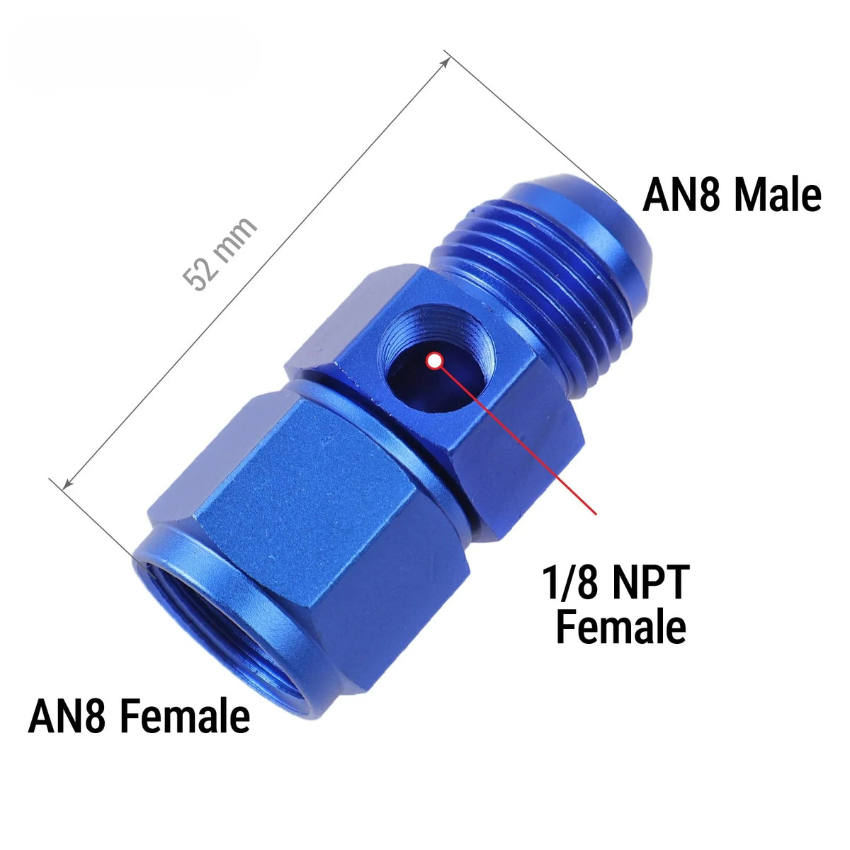 Universal AN Adapter Male To Female With 1/8 Inch NPT Gauge Port by InterCyprus Trading Ltd