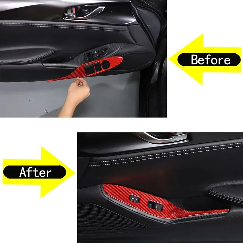 Mazda MX-5 2016-2024 Marco de Botón de Fibra de Carbono Suave Pegatina