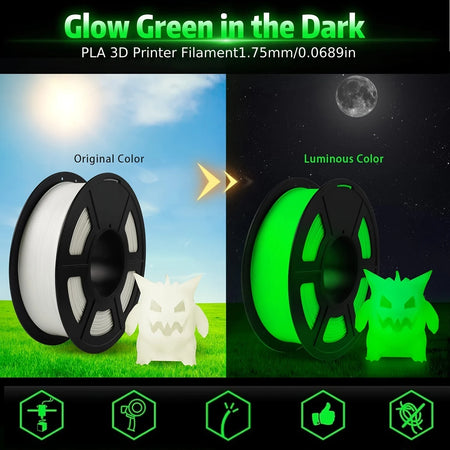 1.75mm PLA Luminous 3D Printer Filament &ndash; Glow In The Dark
