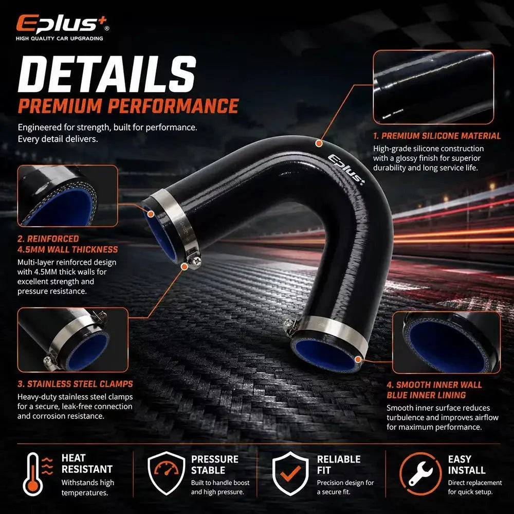 Universal 135 Degrees Black Silicone Hose Coupler Adapter Car Intake Turbo Intercooler Pipe Silica Gel Connector with Clamps by InterCyprus Trading Ltd