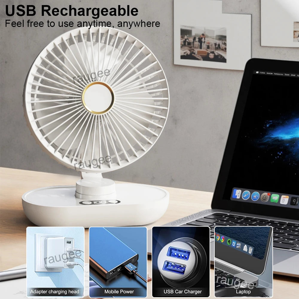 Desk Fan USB Portable Desktop Fan &ndash; Powerful 2400mAh Battery