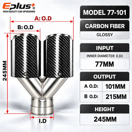 Y Shape Double Exit Carbon Fiber Glossy&Matte Universal Car Exhaust Muffler Tip Mufflers Nozzle Decoration Stainless Silver by InterCyprus Trading Ltd