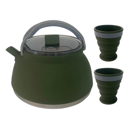 1.5L Outdoor Folding Silicone Kettle - Portable &amp; Collapsible for Travel ARGN Kettle and Cup