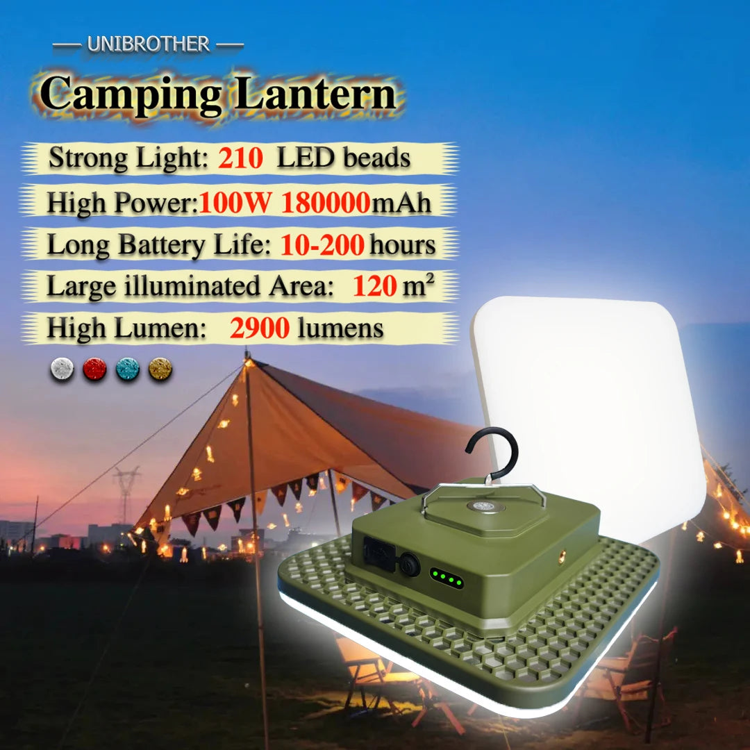 Unibrother 18000mAh 100W Rechargeable LED Camping Lantern &ndash; Powerful Illumination and Versatile Design