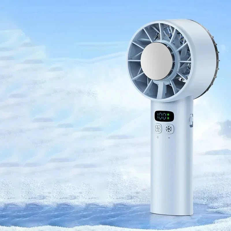 Refrigeration Handheld Ice Fan &ndash; LED Digital Display Blue