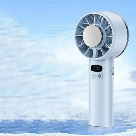 Refrigeration Handheld Ice Fan &ndash; LED Digital Display Blue