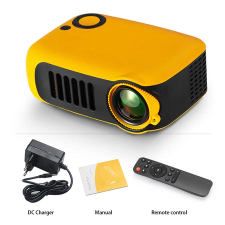 A2000 &ndash; Ultra Portable Mini Projector 1080P 4K HDMI Yellow / UK Plug