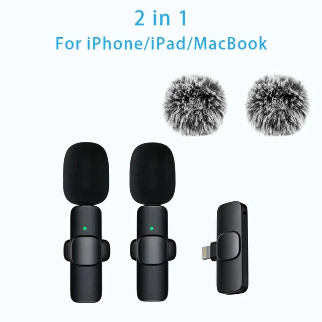 2.4G Wireless Lavalier Microphone for iPhone &amp; Android Lighting 1in2-k1