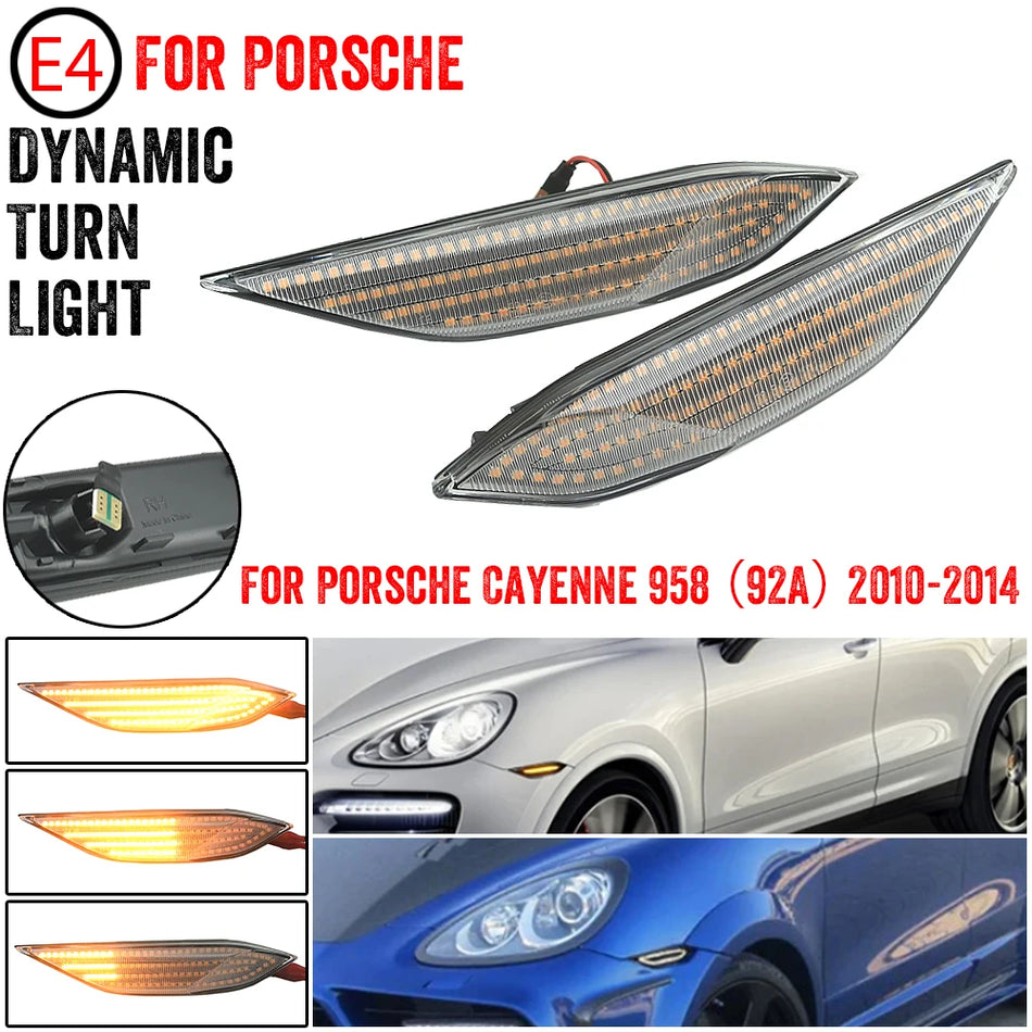 Luces de marcador lateral LED ámbar dinámicas para Porsche Cayenne 958