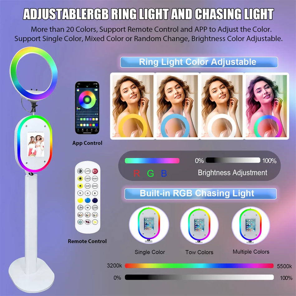 Kannettava iPad-valokuvaboksi RGB-LED-valolla juhlia varten