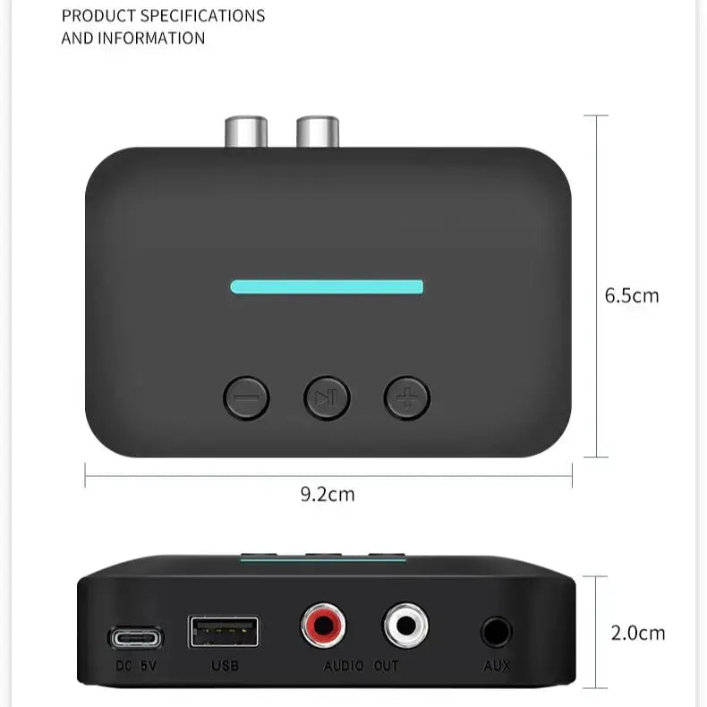 USB Bluetooth 5.3 Audio Receiver Adapter Wireless Stereo Music 3.5mm AUX R/L RCA Support U-Disk Playback For Desktop Speaker Amp by InterCyprus Trading Ltd