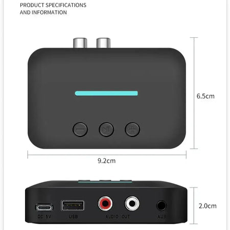 USB Bluetooth 5.3 Audio Receiver Adapter Wireless Stereo Music 3.5mm AUX R/L RCA Support U-Disk Playback For Desktop Speaker Amp by InterCyprus Trading Ltd