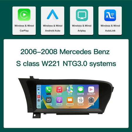 Wireless CarPlay Android Auto 10.25 Inch Screen for Mercedes Benz S-Class/CL W221 NTG3.0/3.5 System 2006-2012 With Navigation BT by InterCyprus Trading Ltd