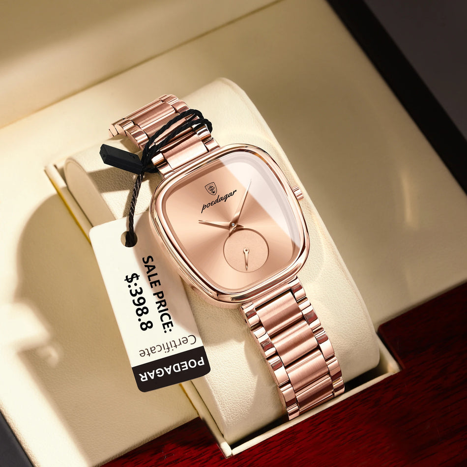 POEDAGAR Luxury Stainless Steel Waterproof Women's Quartz Watch