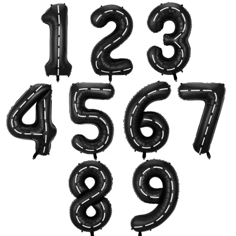 9Pcs/1Set Construction Vehicle Aluminum Film Balloon Excavator Crane 1-9 Digital Balloons Boys Birthday Party Decor Balloons