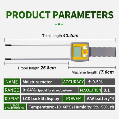 3-Digital LCD Digital Display Hay Moisture Meter &ndash; Backlit