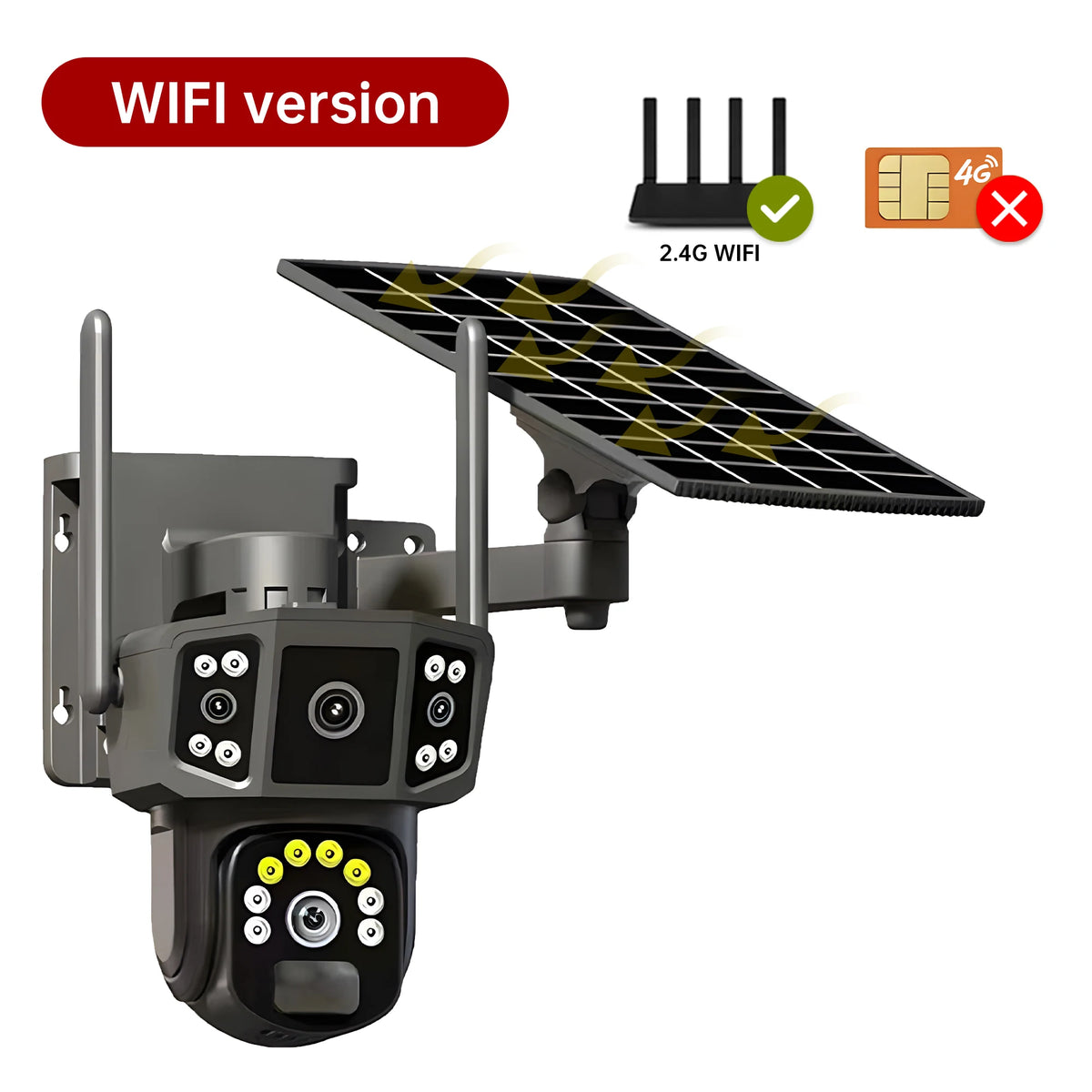 V380 Pro 10X 4K dual lens outdoor security network camera wireless WIFI solar closed-circuit television,4G sim solar cameras Wifi Camera / 4mm / CHINA