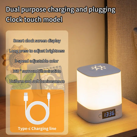 Rechargeable Touch Control Night Lamp with Clock Display No remote control