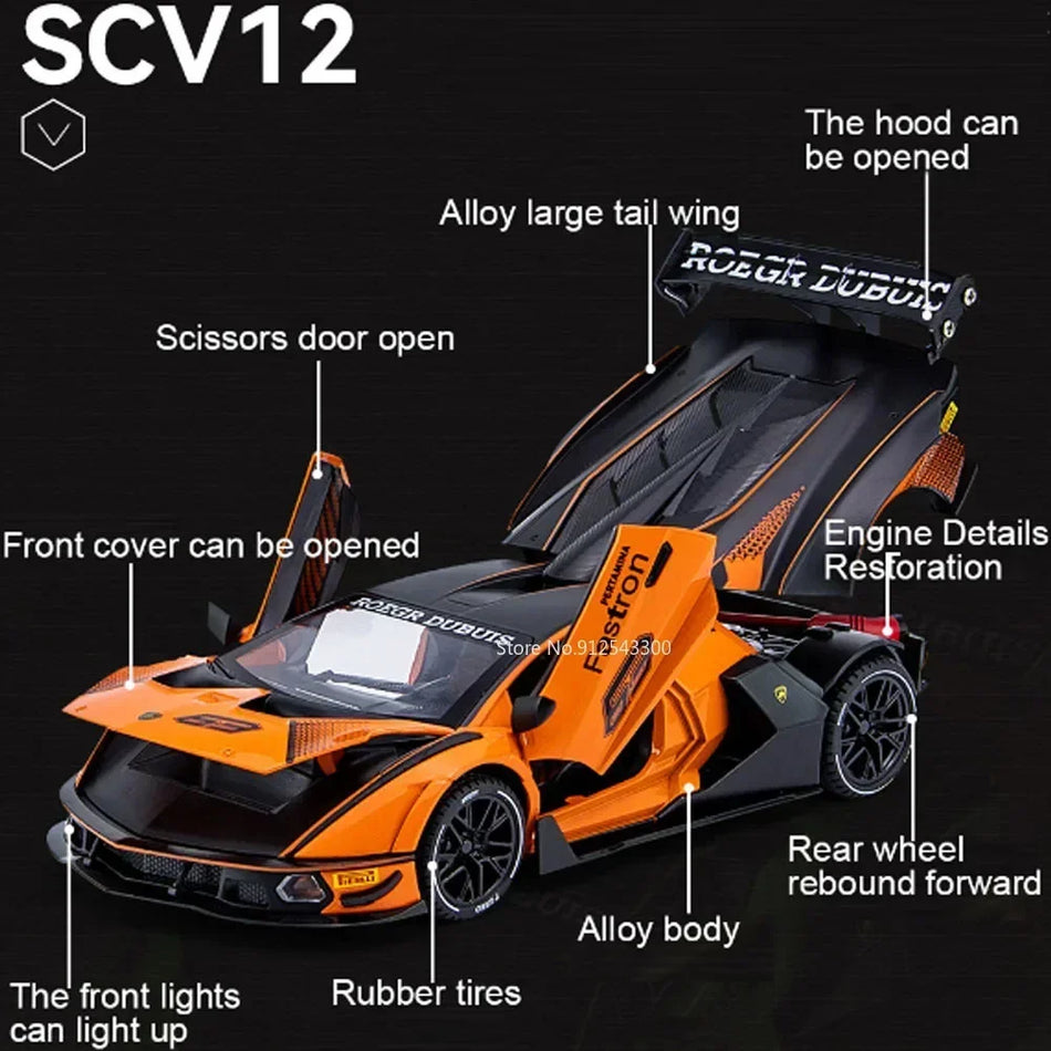 Mașină Diecast la scară 1:24 din aliaj pentru Lamborghini SCV12 LP770