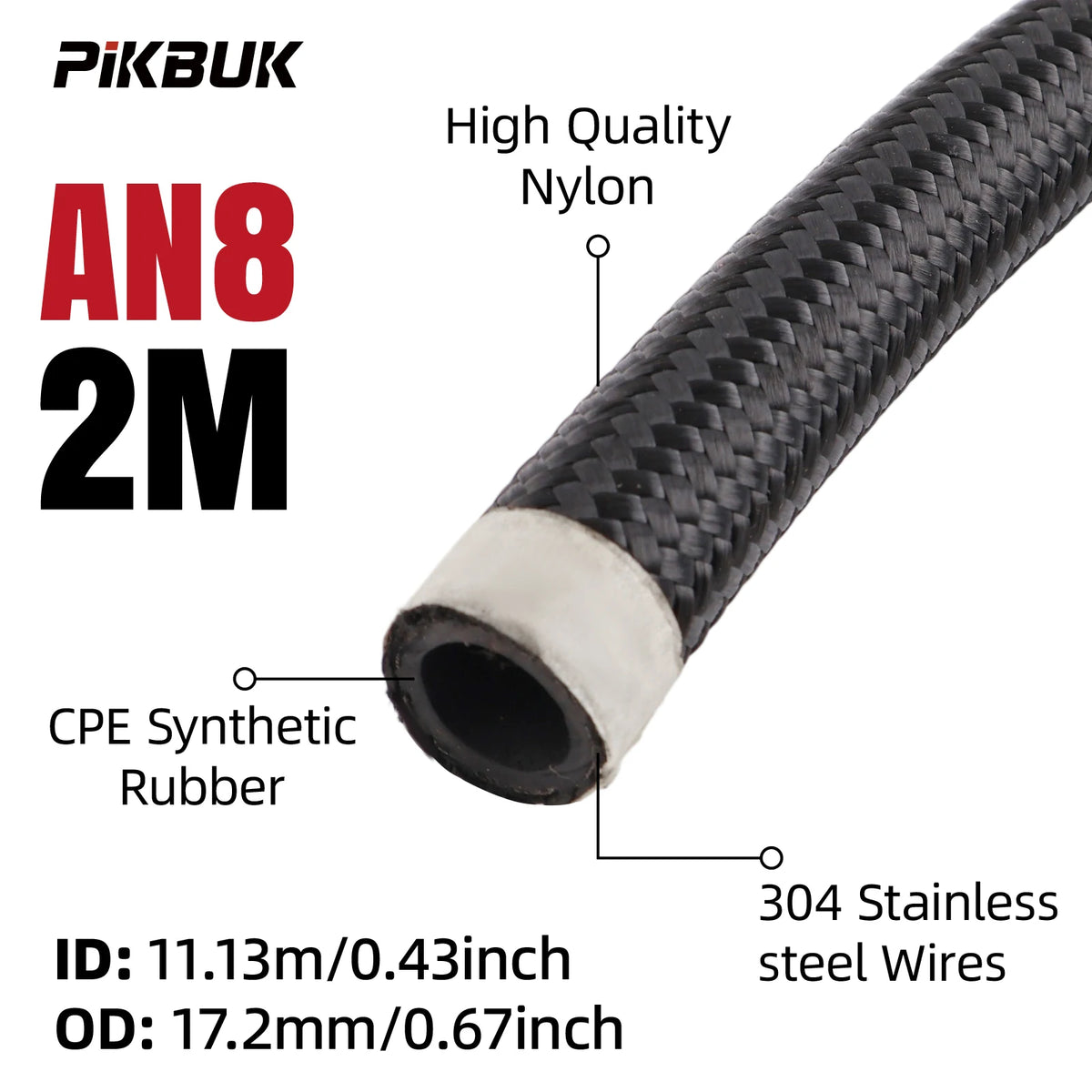 Stainless Braided Fuel Hose With AN4 AN6 AN8 Fittings For 1M To 6M by InterCyprus Trading Ltd