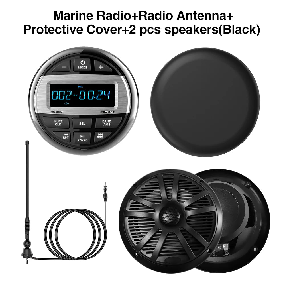 AKAMATE MS-10RV &ndash; Waterproof Bluetooth Marine MP3 Radio radio black ANT