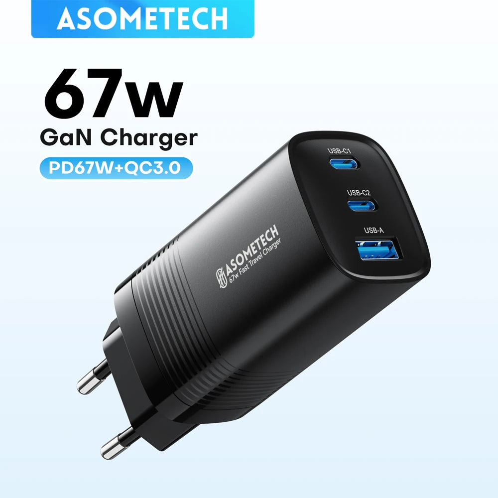 ASOMETECH 67W GaN Fast Charging Charger &ndash; High-Speed Power Delivery