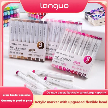 Languo 144/9 Colors Acrylic Paint Pens &ndash; Vibrant DIY Markers