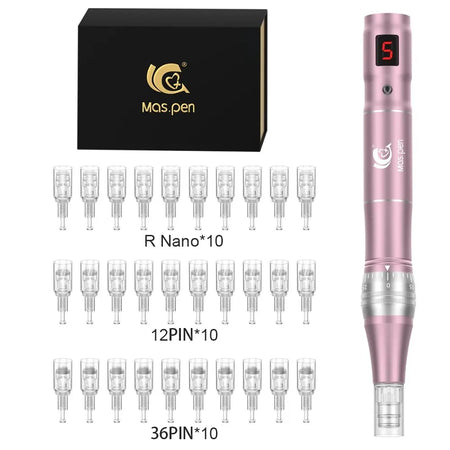 Mas.pen Wireless Derma Pen Microneedling Kit &ndash; Rechargeable L3pink-30cartridge