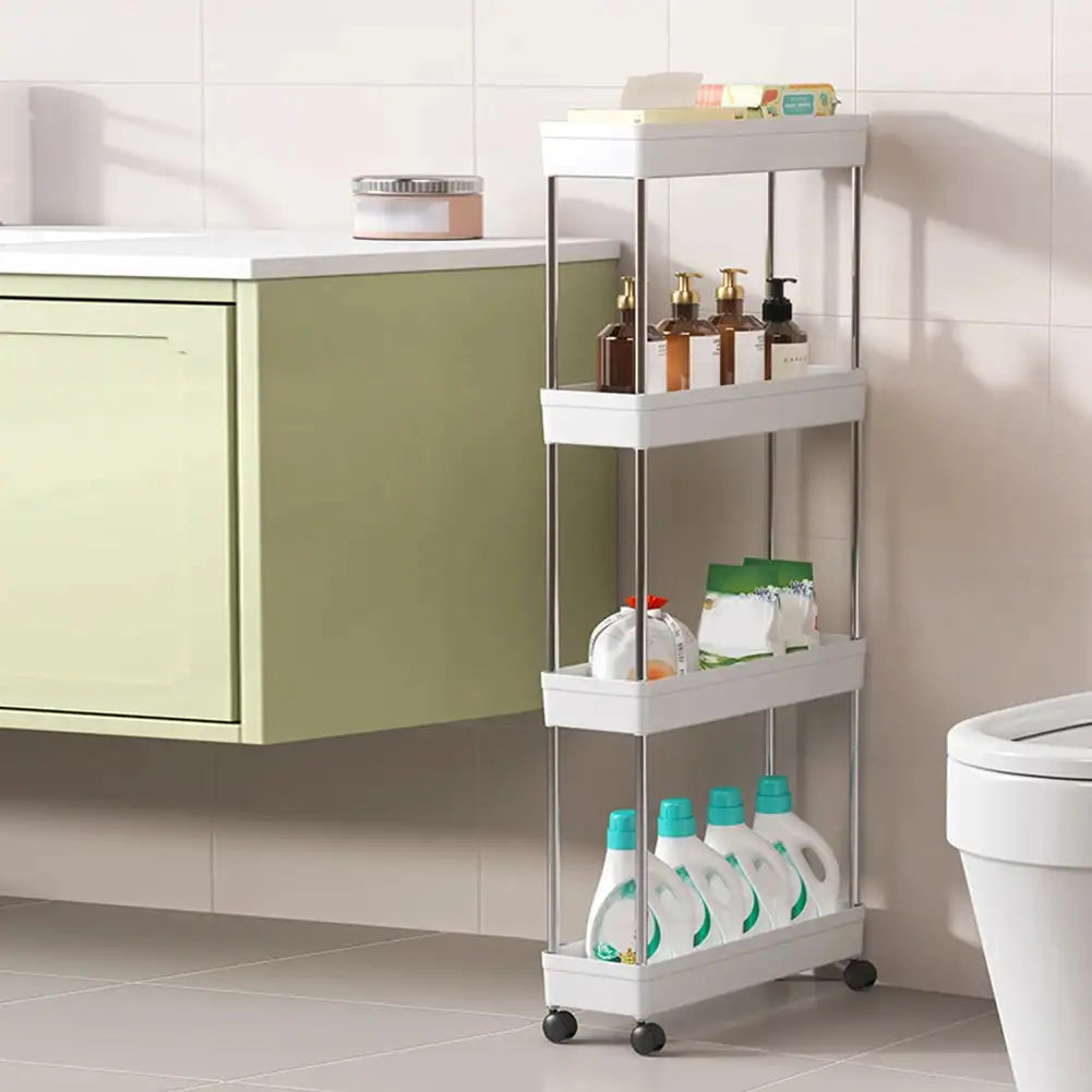Rolling Utility Cart With Wheels Bathroom Storage Rack