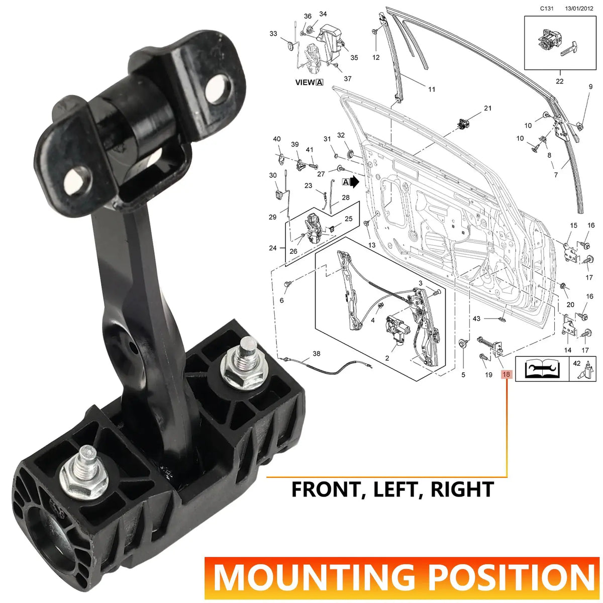 Car Door Limiter Door Hinge Check Strap Front Left / Right For Peugeot Boxer Gitroen Fiat Ducato 1358220080 9181N9 1358220080 by InterCyprus Trading Ltd