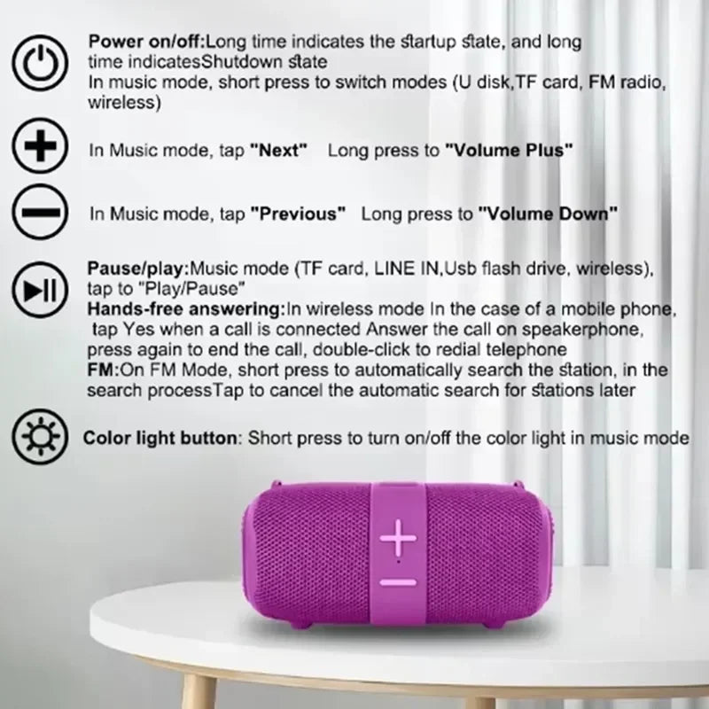 TG667 Outdoor Portable Dual Bluetooth Speaker with RGB and Subwoofer